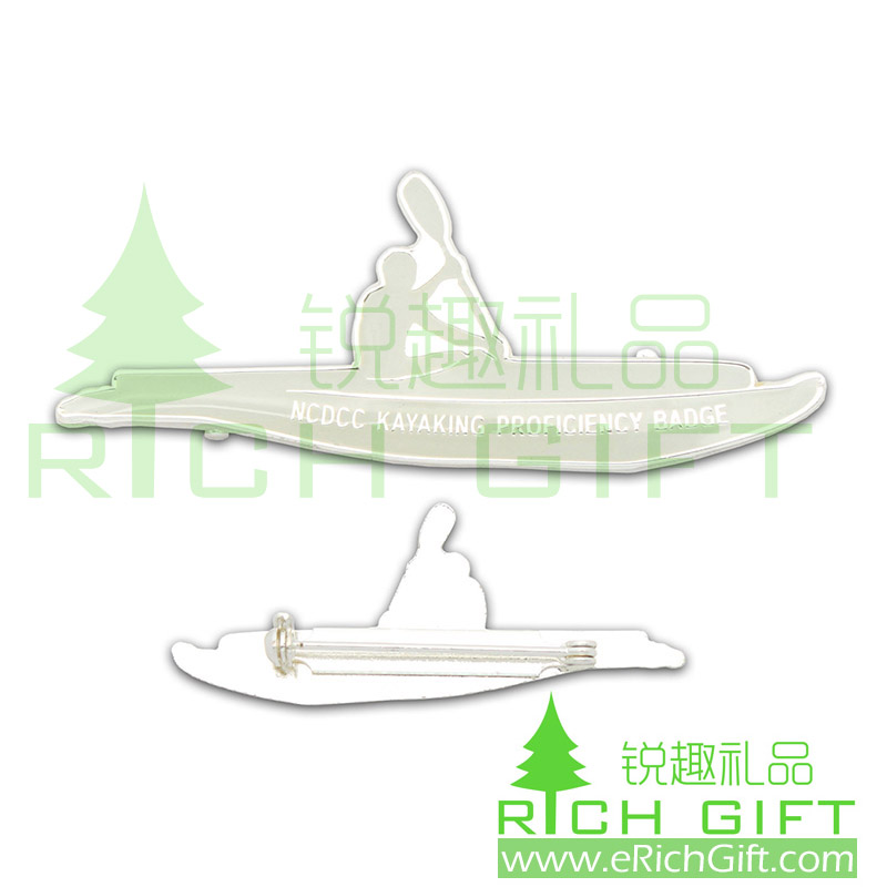 Silver plating badge for kayaking competion