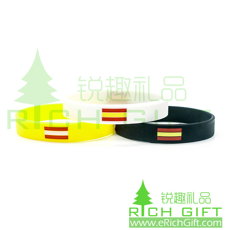 High quality custom Silicone wristbands with national falg logo