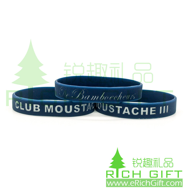 Wholesale csutom Navy blue Silicone wristbands for club activities