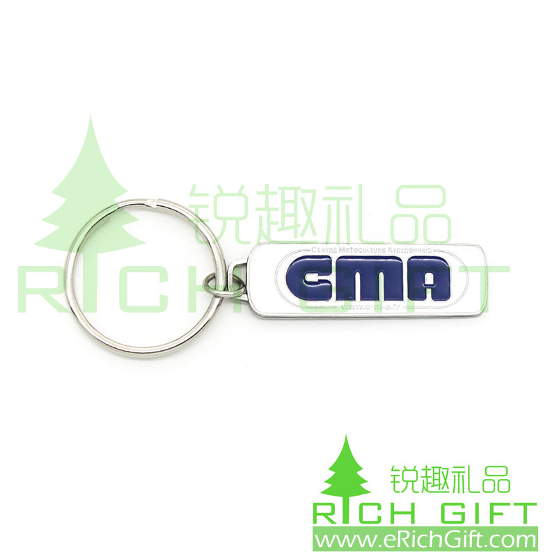Custom CMA metal keychain with soft enamel and epoxy