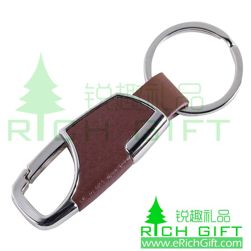 Special Metal Leather Hook Shaped Keychain
