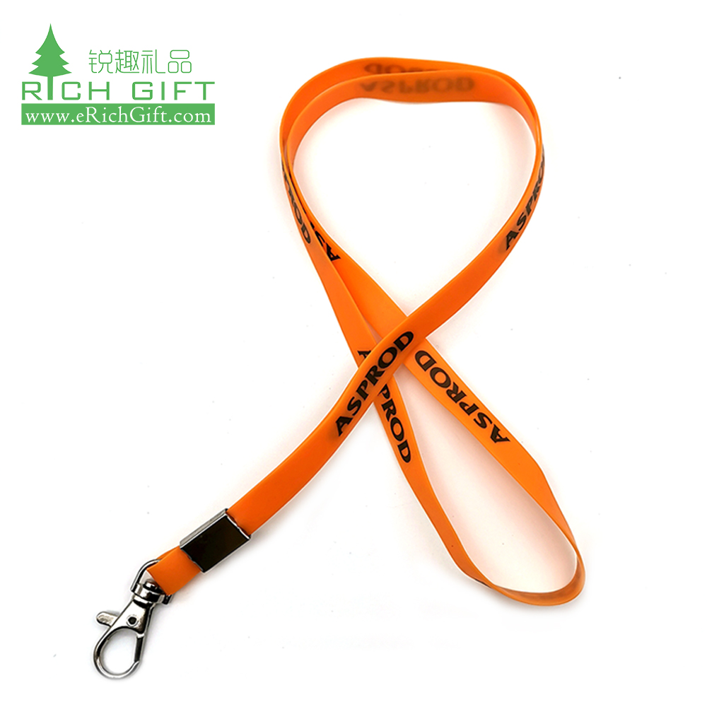 Free sample no minimum custom promotional logo printing eco friendly cheap soft pvc rubber silicone lanyard for sale
