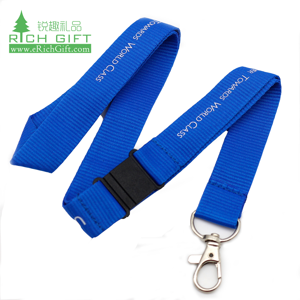 Hot sale fashion design custom flat polyester silk screen printing airline airbus air lanyard strap with release buckle