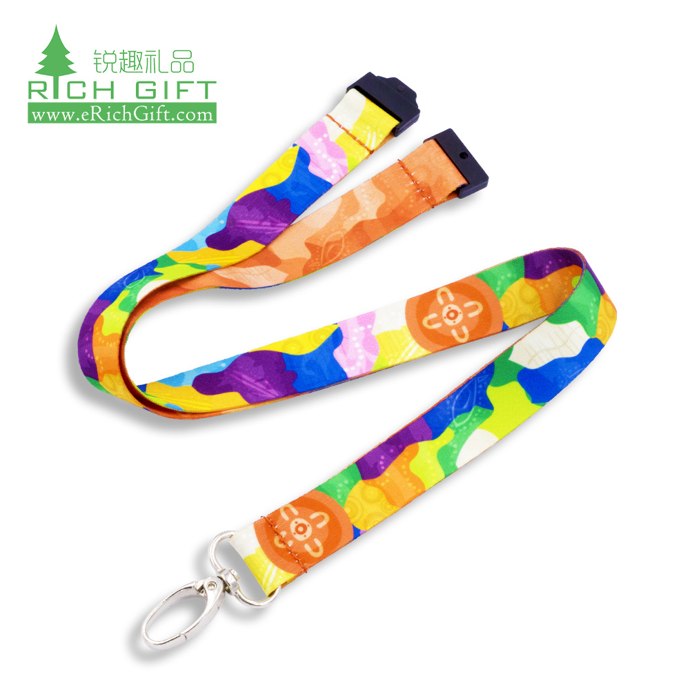 High quality cheap custom blank colorful printed breakaway polyester lanyard with buckle