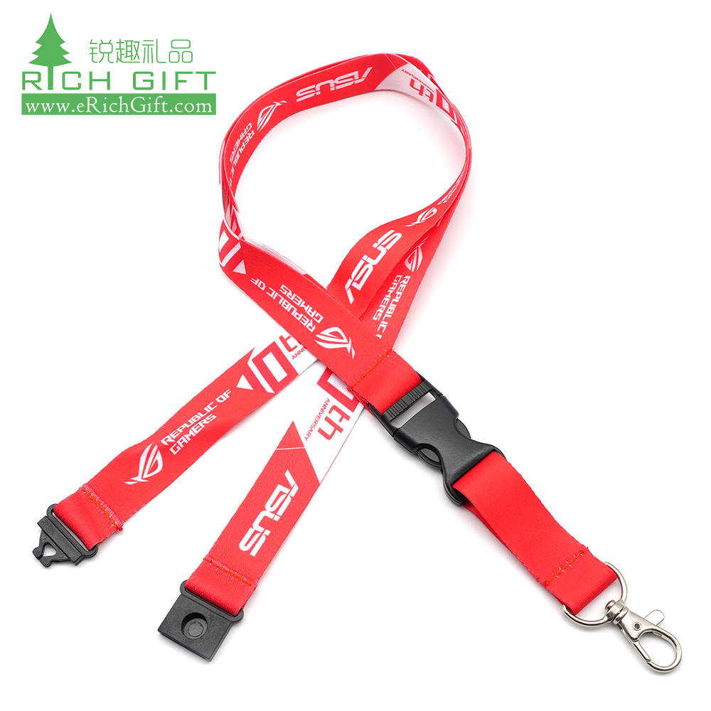 Wholesale personalizado plain retractable printed woven logo nylon polyester neck strap sublimation custom lanyard with buckle