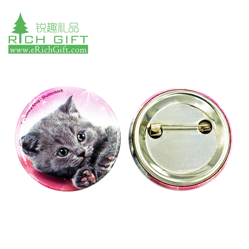 Wholesale maker blank metal printed heart square round tin tinplate cat custom cheap pin button badge 58mm