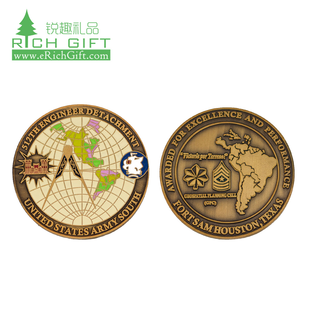 Wholesale personalized custom metal die casting double sided 3D antique gold plated freemason masonic challenge coins