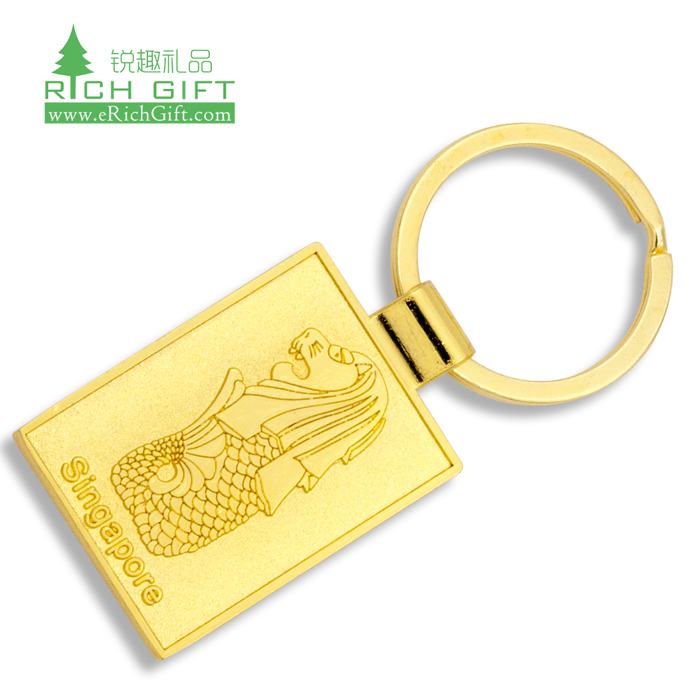 Free sample personalized custom metal philippines country gift 3d gold plated singapore merlion tourist souvenir keychain