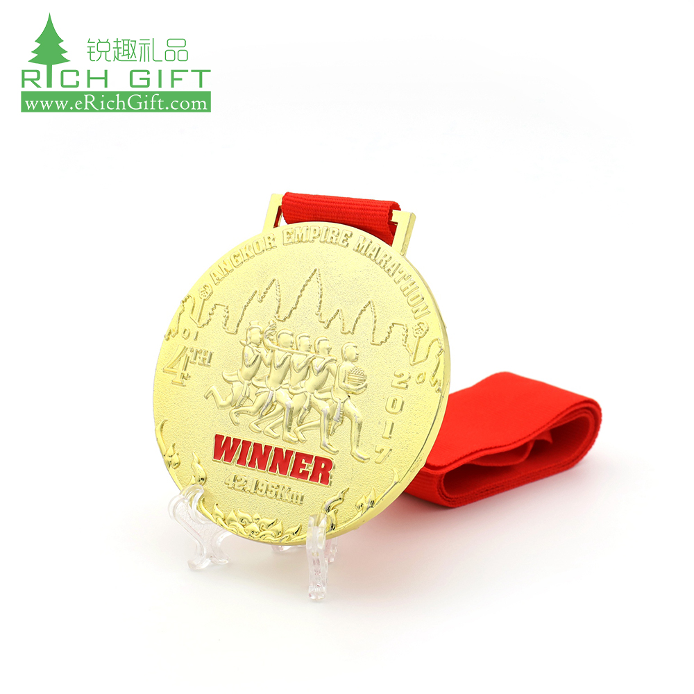 Hot sale custom metal brass engraved embossed 3d wholesale marathon finishers medals with blank ribbon