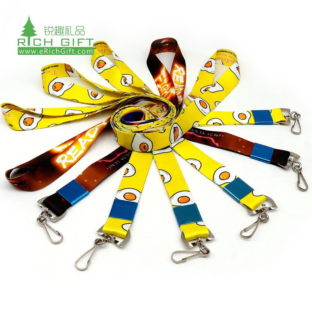 Wholesale free sample custom yellow color sublimation blank polyester printing funny heat transfer lanyards with different sizes