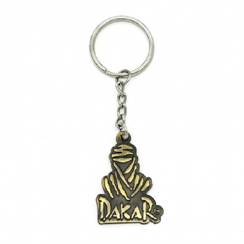 3D Metal keychain with antique gold plating and four-links keyring