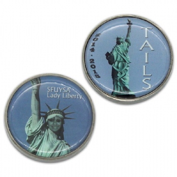 Custom metal Lady Liberty coin with printed logo