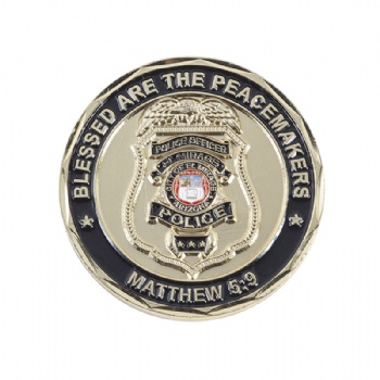 Custom 3D metal award coin for blessed are the peacemakers of police