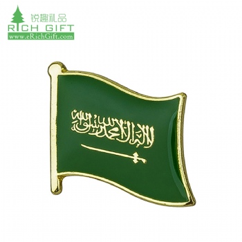 Manufacturer bulk cheap custom metal gold plated enamel epoxy dome flag saudi arabia lapel pin badge for sale