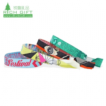 High quality cheap custom personalized polyester woven festival fabric wristbands for promotion