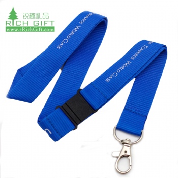 Hot sale fashion design custom flat polyester silk screen printing airline airbus air lanyard strap with release buckle
