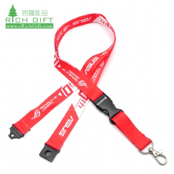 Wholesale personalizado plain retractable printed woven logo nylon polyester neck strap sublimation custom lanyard with buckle
