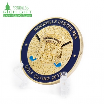 Free sample custom metal brass stamping soft enamel embossed 3d PBA organization sports golf challenge coins