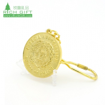 Made in china personalized custom design metal embossed 3d gold plated chiefs challenge coins key chain
