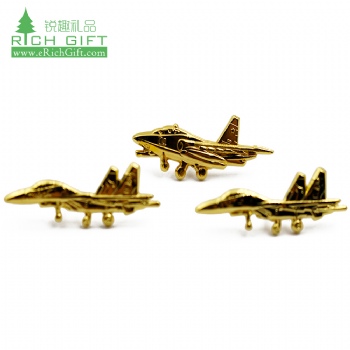 Manufacturers in china custom metal zinc alloy embossed 3d gold plated airplane lapel pin for souvenir