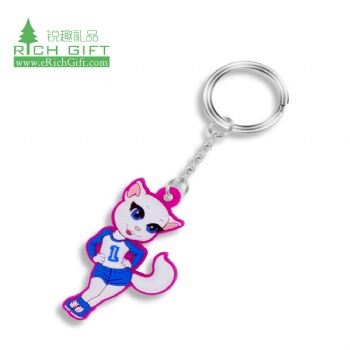 Free sample custom 3d fancy silicone rubber anime keyring wholesale soft pvc cute character cartoon girl keychain
