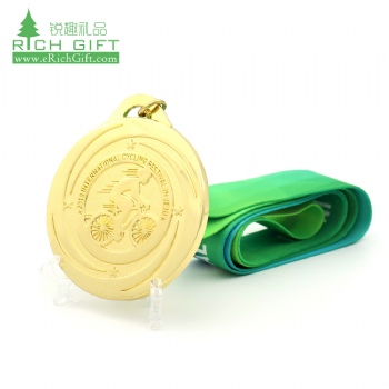 Unique design custom blank metal iron stamping gold funny gift sports bicycle cycling medal for event