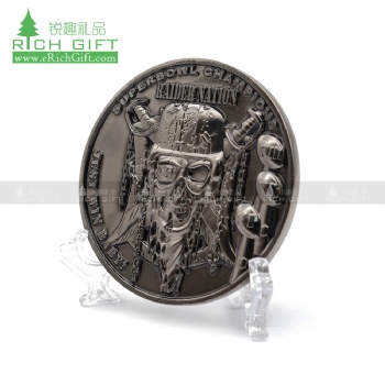 Cheap custom logo zinc alloy design black antique nickel plating Las Vegas Raiders challenge coin for raider nation