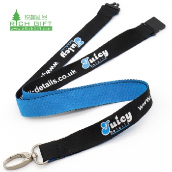 Wholesale free sample custom safety break-away buckle business woven lanyard with metal clip for promotion 