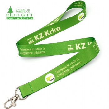 wholesale bamboo green polyester sublimation custom logo nylon lanyard with metal clip