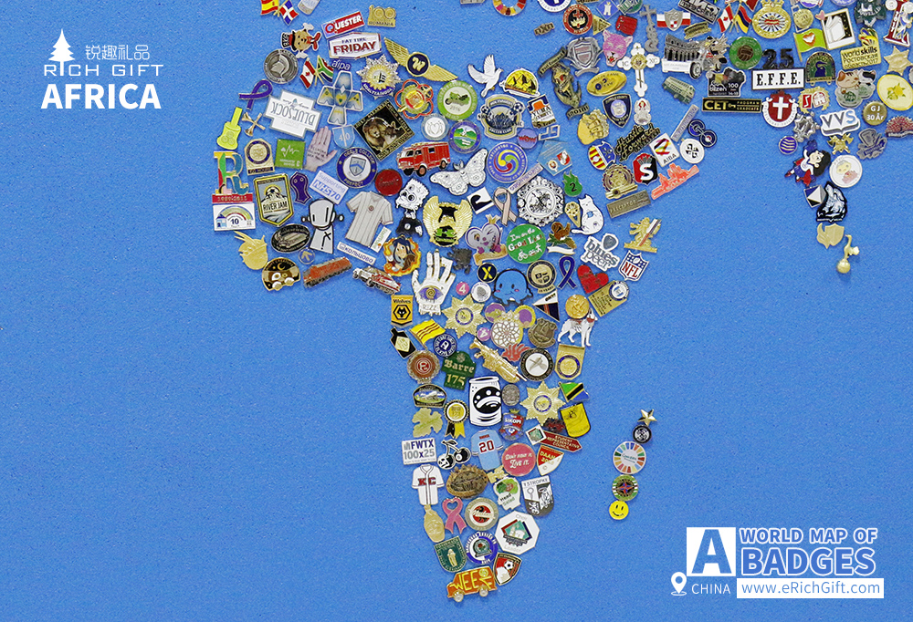 a world map made up of badges